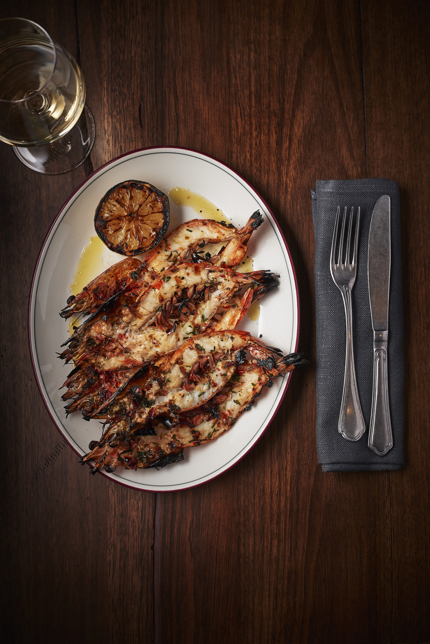 Grilled Australian king prawns at Bopp & Tone